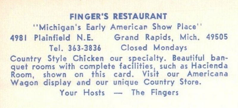 Fingers Restaurant - Vintage Postcard (newer photo)